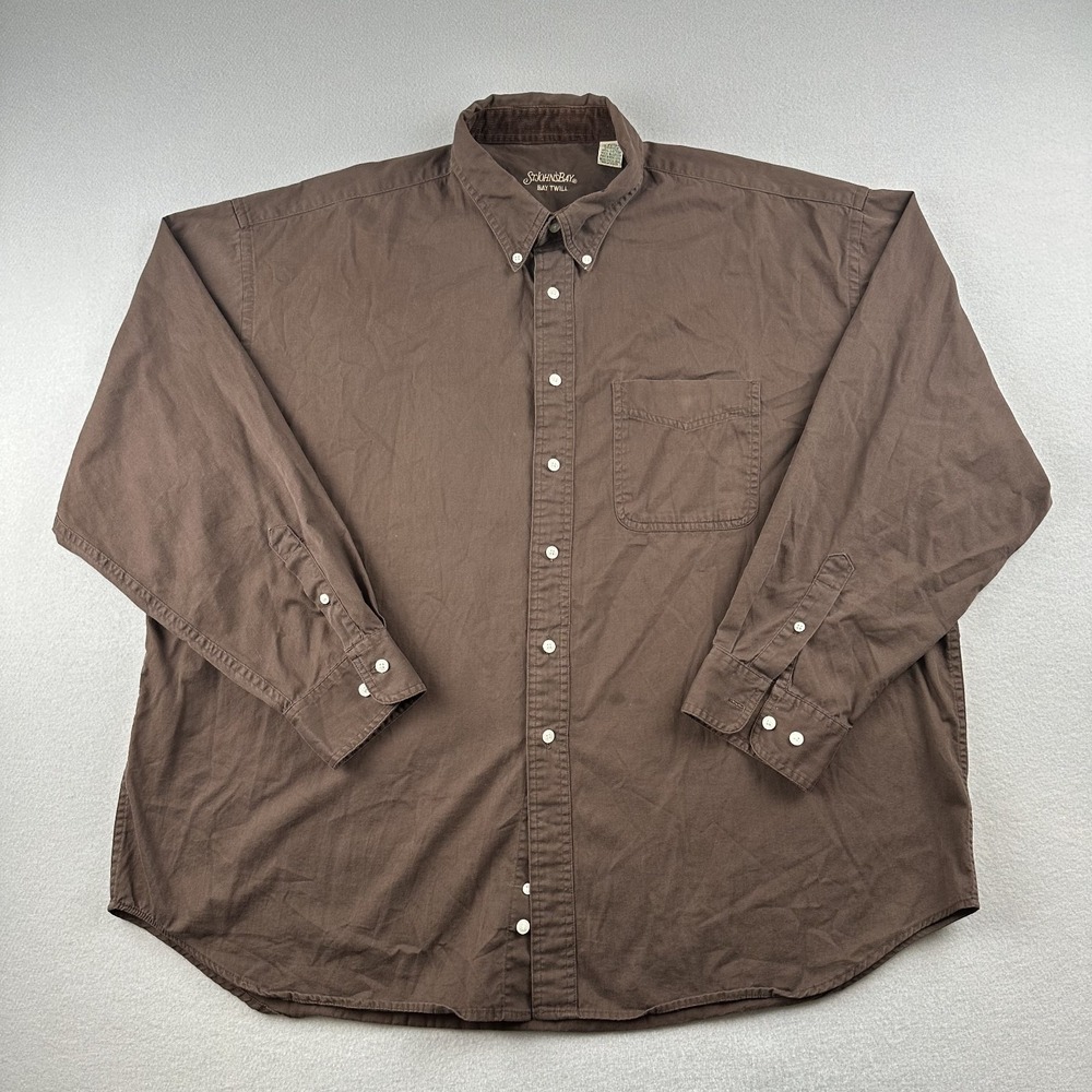 Vintage St John's Bay Twill Maroon Long Sleeve Soft Shirt Button Up Size XXL